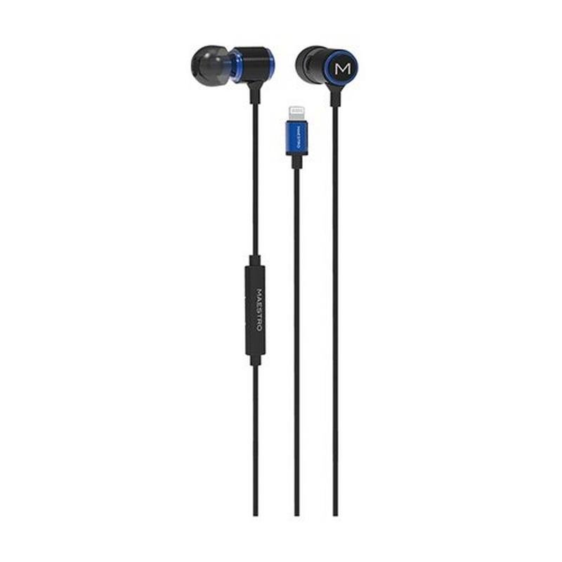 مايسترو سماعات أذن ستيريو لايتنينج- لأجهزة أبل, أسود/ أزرق